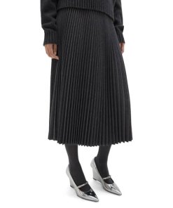 Theory Pleated Flannel Combo Midi Skirt