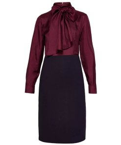 Ted Baker Jensah Tie Neck Mixed-Media Dress