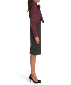 Ted Baker Jensah Tie Neck Mixed-Media Dress
