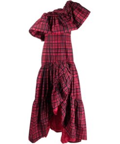 LoveShackFancy Martini Plaid Ruffle Long Dress