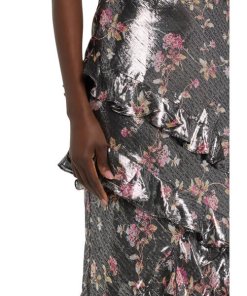LoveShackFancy Rialto Floral Silk Lamé Maxi Dress