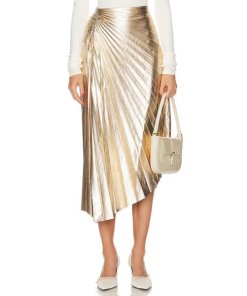 A.L.C. Tori Metallic Vegan Leather Pleated Skirt