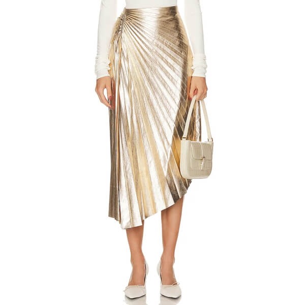 A.L.C. Tori Metallic Vegan Leather Pleated Skirt – evaChic