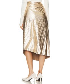 A.L.C. Tori Metallic Vegan Leather Pleated Skirt