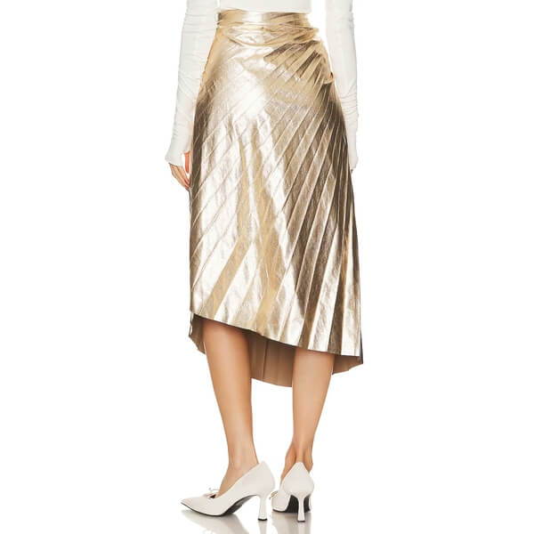 A.L.C. Tori Metallic Vegan Leather Pleated Skirt