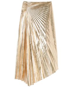 A.L.C. Tori Metallic Vegan Leather Pleated Skirt