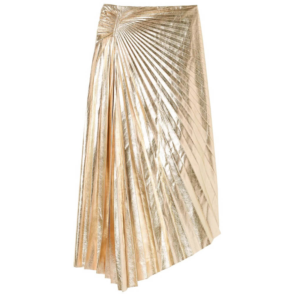 A.L.C. Tori Metallic Vegan Leather Pleated Skirt