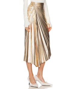 A.L.C. Tori Metallic Vegan Leather Pleated Skirt