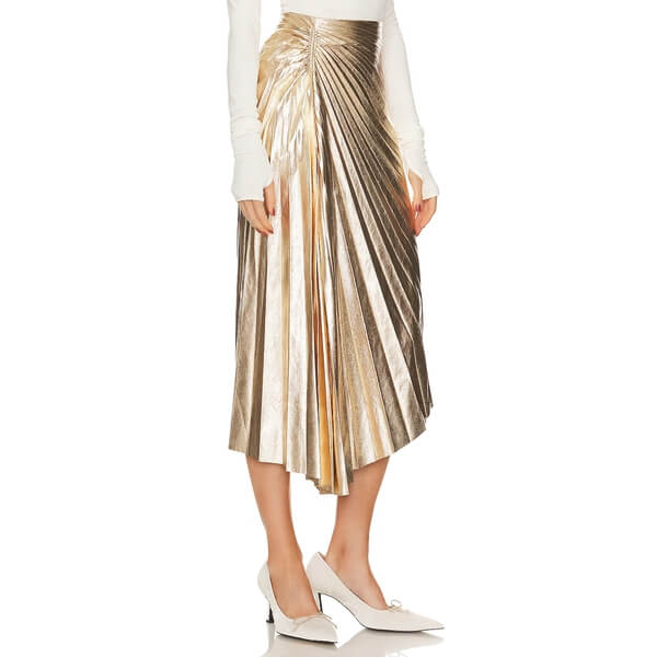 A.L.C. Tori Metallic Vegan Leather Pleated Skirt
