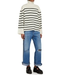 Anine Bing Courtney Striped Wool-Cashmere Sweater