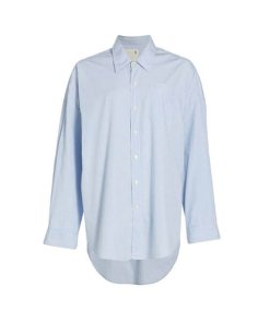 R13 drop neck pinstriped oxford shirt