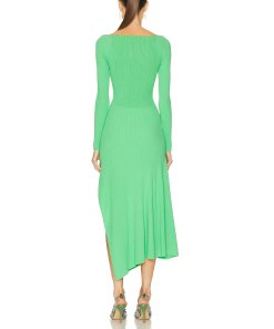 A.L.C. Clara Ribbed Asymmetric Midi Dress