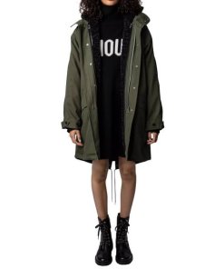 Zadig & Voltaire Kiwi Faux-Fur Canvas Parka Coat