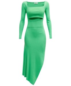 A.L.C. Clara Ribbed Asymmetric Midi Dress