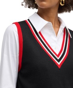 Alice + Olivia Orly Striped Sweater Vest Layered Combination Top