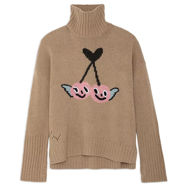 新品タグ付　ZADIG & VOLTAIRE 総柄 Vネックニット S 希少 Zadig & Voltaire Nalty Studded Wool-Cashmere Crewneck Sweater