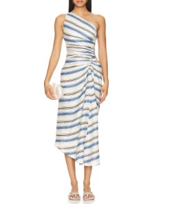 A.L.C.-Carolyn-Striped-Asymmetric-Midi-Dress