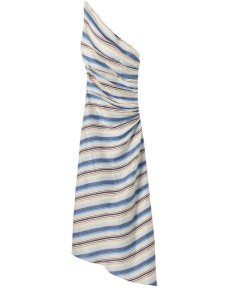 A.L.C.-Carolyn-Striped-Asymmetric-Midi-Dress