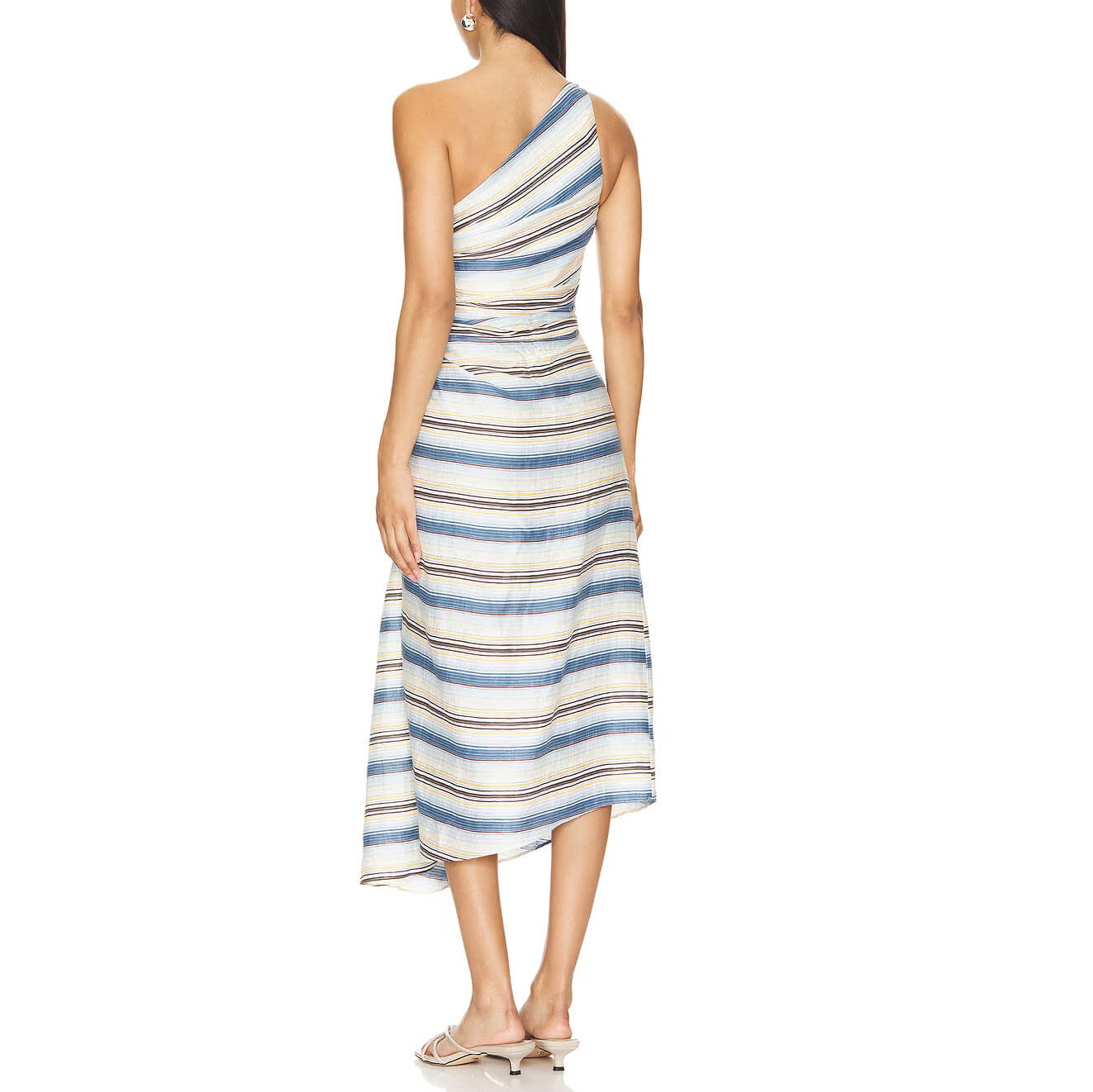 A.L.C. Carolyn Striped Asymmetric Midi Dress - Image 3