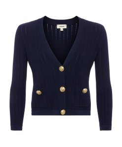 L'Agence Irvin Pointelle Cropped Cardigan