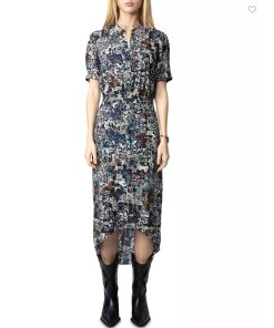 zadig voltaire rimaz soft butterfly Midi dress