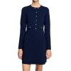 Sandro A-line Button-up Long-Sleeve Knit Mini Dress