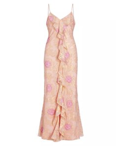 LoveShackFancy June Silk-Blend Floral Maxi Dress