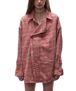 R13 Asymmetric Plaid Cotton Shirt