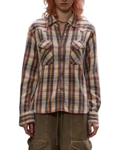 R13 Slim Cowboy Plaid Cotton Shirt