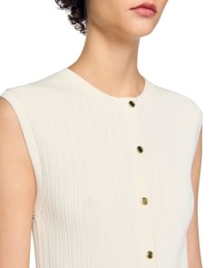 Sandro Rib Knit Sleeveless Short Dress