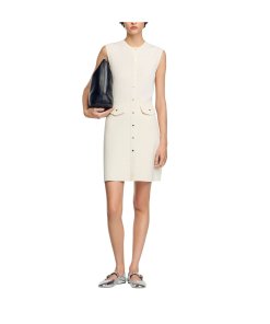 Sandro Rib Knit Sleeveless Short Dress
