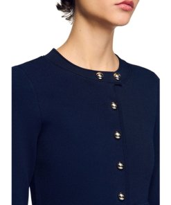 Sandro Bertille A-line Button-up Long-Sleeve Knit Mini Dress
