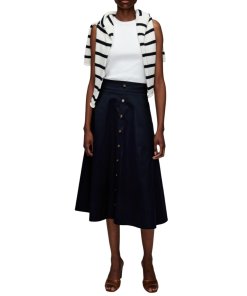 Veronica Beard Karel A-line Button Down Cotton Skirt