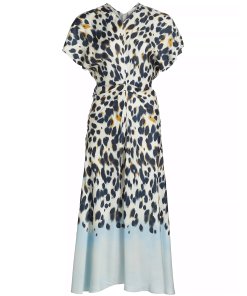 ALC rem printed twist midi dress
