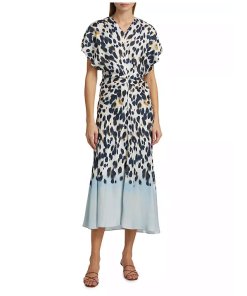 ALC rem printed twist midi dress