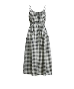 DÔEN Leslie Gingham Pleated Maxi Dress