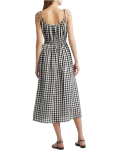 DÔEN Leslie Gingham Pleated Maxi Dress