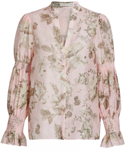 Alice-Olivia-ILan-Smocked-Cotton-Silk-Blouse