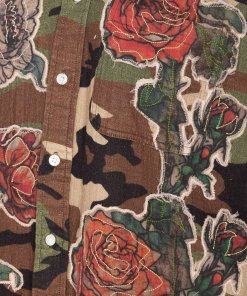 R13 Drop Neck Flower patch camouflage shirt