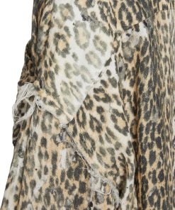 R13 Shredded seam drop neck leopard print shirt