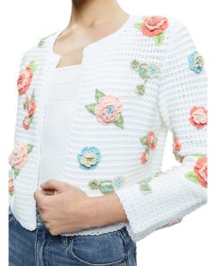 Alice + Olivia Anderson Flower Applique Crochet Cardigan