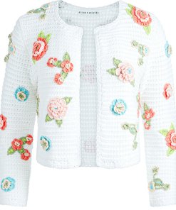 Alice + Olivia Anderson Flower Applique Crochet Cardigan