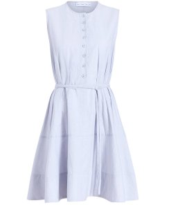 Proenza Schouler Kenzie Cotton Linen blend Tie Waist Shirtdress