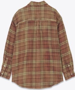 R13 boyfriend-bleached-rouge-ecru-plaid- shirt