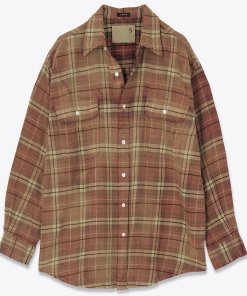 R13 boyfriend-bleached-rouge-ecru-plaid- shirt