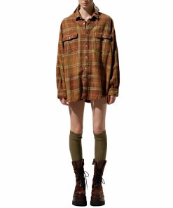 R13 boyfriend-bleached-rouge-ecru-plaid- shirt