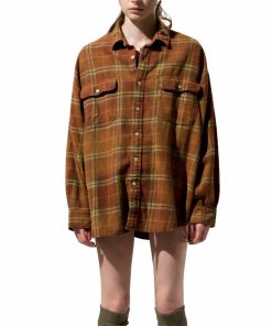 R13 boyfriend-bleached-rouge-ecru-plaid- shirt