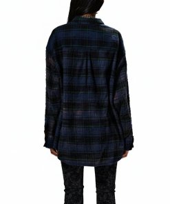 R13 Oversized boyfried shirt navy blue plaid