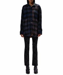 R13 Oversized boyfried shirt navy blue plaid