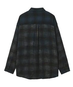R13 Oversized boyfried shirt navy blue plaidR13 Oversized boyfried shirt
